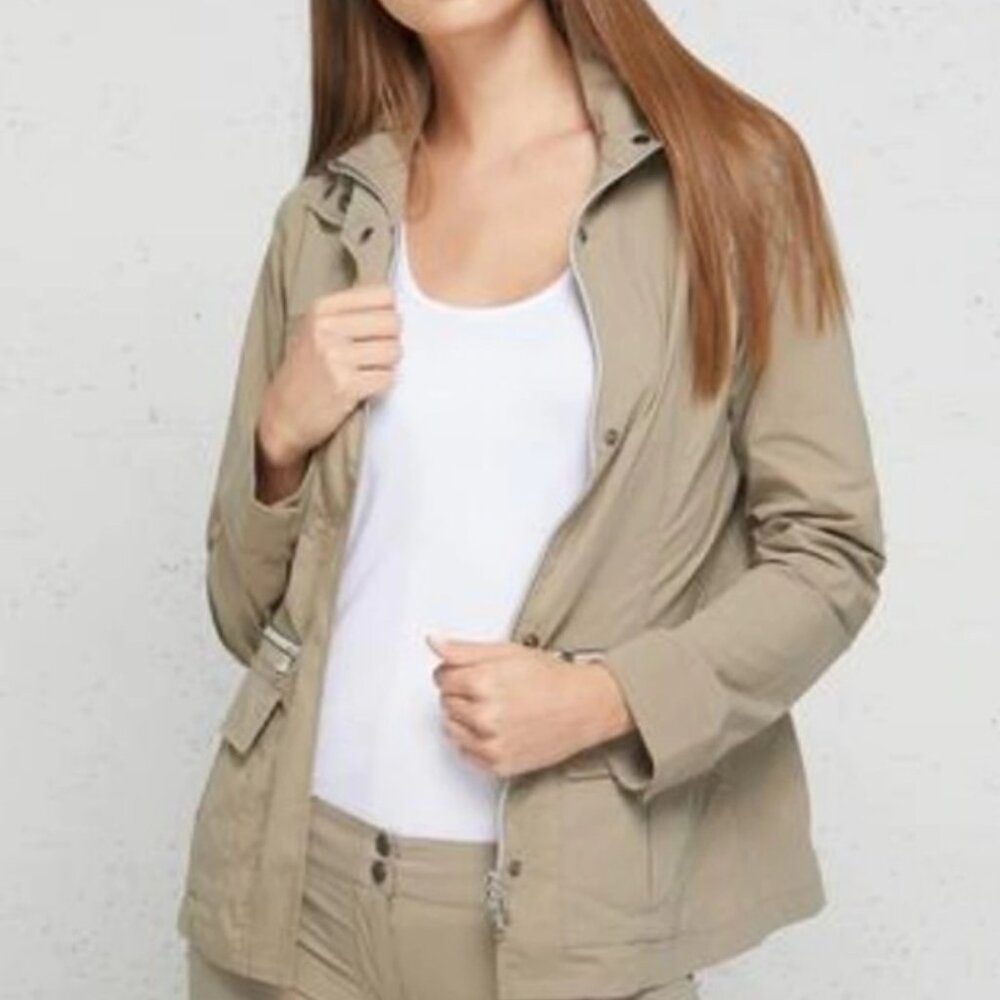 EUC Anatomie Women’s Kenya Khaki Tan Stretch Utility Cargo travel Jacket Sz S